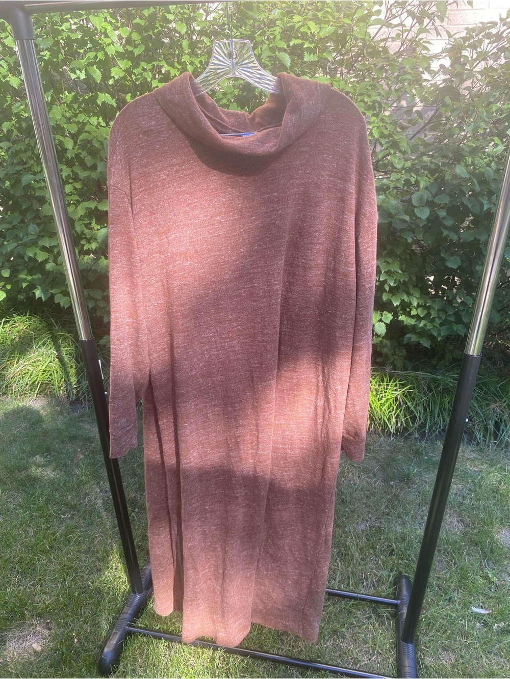 Old Navy Fall Cozy Brownish Orange Cowl Neck Midi Sweater Dress Size XL